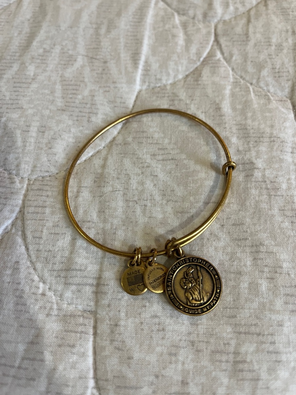 Alex and Ani Gold Saint Christopher Charm Bangle